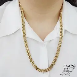 خرید و قیمت گردنبند طلایی استیل مردانه کد 12827 | خرید گردنبند استیل love با نگین اتمی در فروشگاه زیورآلات استرلینگ