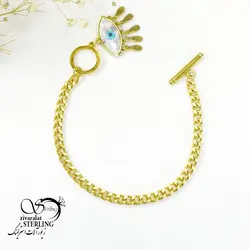 دستبند استیل زنانه طرح چشم نظر