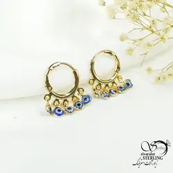 خرید و قیمت گوشواره زنانه طرح چشم نظر چندتایی - خرید بدلیجات مدل سال و ارزان در فروشگاه زیورآلات استرلینگ