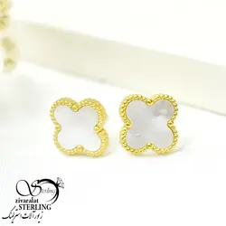 گوشواره زنانه میخی ونکلیف سفید رنگ