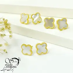 گوشواره زنانه میخی ونکلیف سفید رنگ