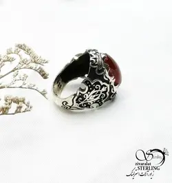 انگشتر نقره 925 عیار با سنگ عقیق کد 12935