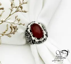 انگشتر نقره 925 عیار با سنگ عقیق کد 12935