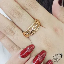 خرید و قیمت انگشتر طرح طلا برند ژوپینگ با کد 13389 | خرید انگشتر مردانه استیل با سنگ عقیق سایت