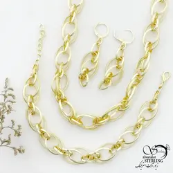 خرید و قیمت سرویس طرح طلا حلقه تو حلقه با کد 13381 | خرید سرویس مجلسی مشابه طلا در فروشگاه زیورآلات استرلینگ