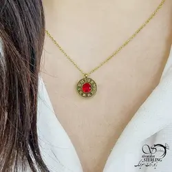 خرید و قیمت گردنبند استیل با نگین 4رنگ کد 13310 | خرید گردنبند استیل love با نگین اتمی در فروشگاه زیورآلات استرلینگ