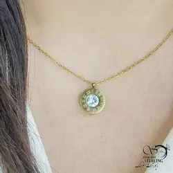 خرید و قیمت گردنبند استیل با نگین 4رنگ کد 13310 | خرید گردنبند استیل love با نگین اتمی در فروشگاه زیورآلات استرلینگ