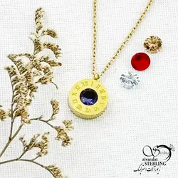 خرید و قیمت گردنبند استیل با نگین 4رنگ کد 13310 | خرید گردنبند استیل love با نگین اتمی در فروشگاه زیورآلات استرلینگ