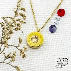 خرید و قیمت گردنبند استیل با نگین 4رنگ کد 13310 | خرید گردنبند استیل love با نگین اتمی در فروشگاه زیورآلات استرلینگ