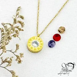 خرید و قیمت گردنبند استیل با نگین 4رنگ کد 13310 | خرید گردنبند استیل love با نگین اتمی در فروشگاه زیورآلات استرلینگ