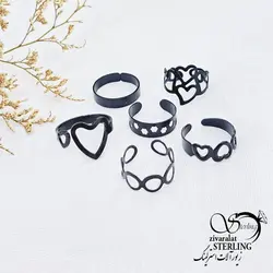 خرید و قیمت پک انگشتر استیل طرح قلبی کد 13536 | خرید پک انگشتر طرح رینگ برند استیل در فروشگاه زیورآلات استرلینگ