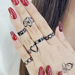 خرید و قیمت پک انگشتر استیل طرح قلبی کد 13536 | خرید پک انگشتر طرح رینگ برند استیل در فروشگاه زیورآلات استرلینگ