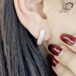 خرید و قیمت گوشواره حلقه ایی نگین دار برند ژوپینگ کد 13485 | خرید گوشواره میخی گوی درشت برند استیل در فروشگاه زیورآلات استرلینگ