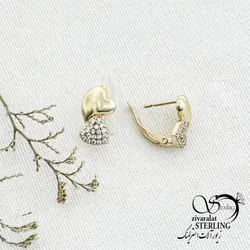 خرید و قیمت گوشواره ژوپینگ قلب دوتایی طرح طلا کد 13480 | خرید گوشواره میخی گوی درشت برند استیل در فروشگاه زیورآلات استرلینگ