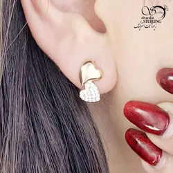خرید و قیمت گوشواره ژوپینگ قلب دوتایی طرح طلا کد 13480 | خرید گوشواره میخی گوی درشت برند استیل در فروشگاه زیورآلات استرلینگ