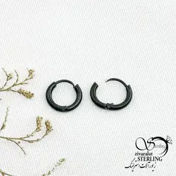 خرید و قیمت گوشواره استیل حلقه مشکی سایز کوچیک کد 13463 | خرید گوشواره میخی گوی درشت برند استیل در فروشگاه زیورآلات استرلینگ