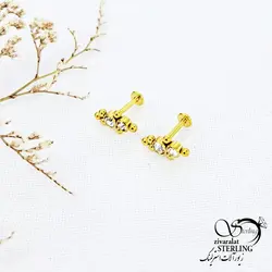 خرید و قیمت پیرسینگ گوش و لب مارک استیل کد 13727 | خرید پیرسینگ گوش طرح گل در فروشگاه زیورآلات استرلینگ