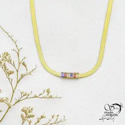 خرید و قیمت گردنبند ماری نگین رنگی برند استیل کد 13776 | خرید رولباسی ونکلیف برند استیل دو طرفه در فروشگاه زیورآلات استرلینگ