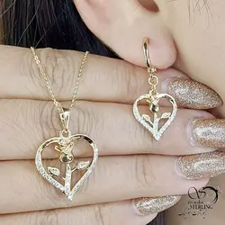 خرید و قیمت نیمست قلب گل رز برند ژوپینگ کد 13782 | خرید سرویس مجلسی مشابه طلا در فروشگاه زیورآلات استرلینگ