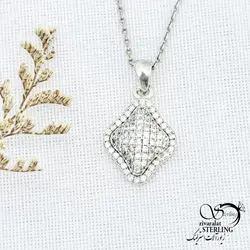 خرید و قیمت گردنبند نقره فول نگین طرح کلاسیک کد 13827 | خرید گردنبند استیل love با نگین اتمی در فروشگاه زیورآلات استرلینگ