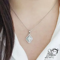 خرید و قیمت گردنبند نقره فول نگین طرح کلاسیک کد 13827 | خرید گردنبند استیل love با نگین اتمی در فروشگاه زیورآلات استرلینگ