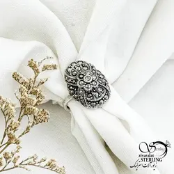 خرید و قیمت انگشتر نقره سیاه قلم عیار925 کد 13866 | خرید انگشتر عقیق با نقره ایتالیایی در فروشگاه زیورآلات استرلینگ