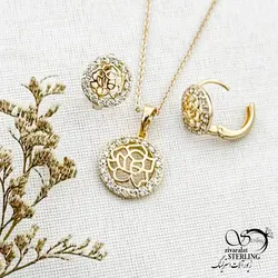 خرید و قیمت نیمست ژوپینگ طرح گل کد 13907 | خرید سرویس مجلسی مشابه طلا در فروشگاه زیورآلات استرلینگ