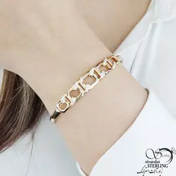 خرید و قیمت دستبند النگویی ژوپینگ طرح طلا کد 13925 | خرید دستبند النگویی استیل طرح مار در فروشگاه زیورآلات استرلینگ