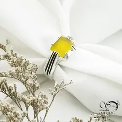 خرید و قیمت انگشتر نقره نگین شرف الشمس مربع کد 13960 | خرید انگشتر عقیق با نقره ایتالیایی در فروشگاه زیورآلات استرلینگ