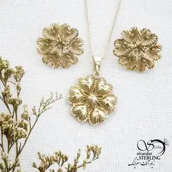 خرید و قیمت نیمست ژوپینگ گل طرح طلا کد 13986 | خرید سرویس مجلسی مشابه طلا در فروشگاه زیورآلات استرلینگ