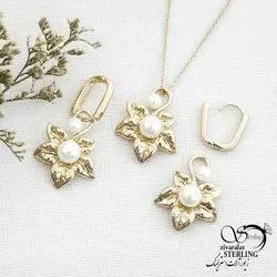 خرید و قیمت نیمست گلبرگ مرواریدی ژوپینگ کد 14026 | خرید سرویس مجلسی مشابه طلا در فروشگاه زیورآلات استرلینگ