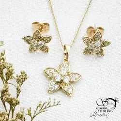 خرید و قیمت نیمست ژوپینگ شکوفه طلایی کد 14023 | خرید سرویس مجلسی مشابه طلا در فروشگاه زیورآلات استرلینگ