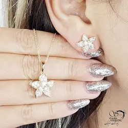 خرید و قیمت نیمست ژوپینگ شکوفه طلایی کد 14023 | خرید سرویس مجلسی مشابه طلا در فروشگاه زیورآلات استرلینگ