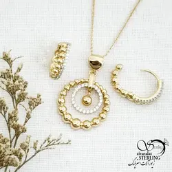 خرید و قیمت نیمست ژوپینگ آویز حلقه ای طرح طلا کد 14022 | خرید سرویس مجلسی مشابه طلا در فروشگاه زیورآلات استرلینگ