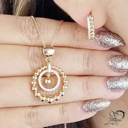 خرید و قیمت نیمست ژوپینگ آویز حلقه ای طرح طلا کد 14022 | خرید سرویس مجلسی مشابه طلا در فروشگاه زیورآلات استرلینگ