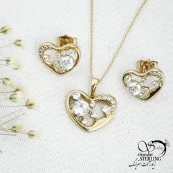 خرید و قیمت نیمست ژوپینگ قلب نگین دار کد 14021 | خرید سرویس مجلسی مشابه طلا در فروشگاه زیورآلات استرلینگ