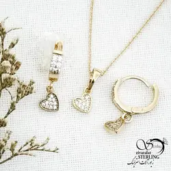 خرید و قیمت نیمست ژوپینگ قلبی نگین دار کد 14017 | خرید سرویس مجلسی مشابه طلا در فروشگاه زیورآلات استرلینگ