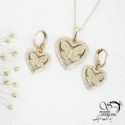 خرید و قیمت نیمست قلب پروانه دار برند ژوپینگ کد 14007 | خرید سرویس مجلسی مشابه طلا در فروشگاه زیورآلات استرلینگ