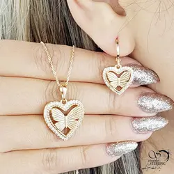 خرید و قیمت نیمست قلب پروانه دار برند ژوپینگ کد 14007 | خرید سرویس مجلسی مشابه طلا در فروشگاه زیورآلات استرلینگ