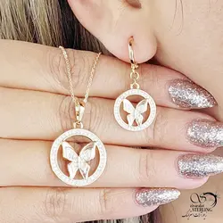 خرید و قیمت نیمست ژوپینگ پروانه ای کد 14005 | خرید سرویس مجلسی مشابه طلا در فروشگاه زیورآلات استرلینگ