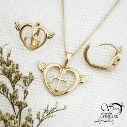 خرید و قیمت نیمست طرح طلا مدل قلب برند ژوپینگ کد 13996 | خرید سرویس مجلسی مشابه طلا در فروشگاه زیورآلات استرلینگ