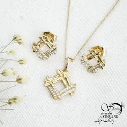 خرید و قیمت نیمست ژوپینگ نگین دار مربعی کد 13995 | خرید سرویس مجلسی مشابه طلا در فروشگاه زیورآلات استرلینگ