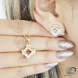 خرید و قیمت نیمست ژوپینگ نگین دار مربعی کد 13995 | خرید سرویس مجلسی مشابه طلا در فروشگاه زیورآلات استرلینگ