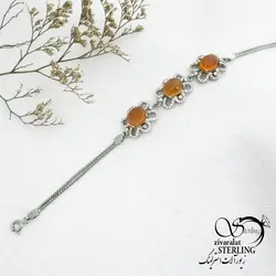 خرید و قیمت دستبند عقیق نقره ایتالیایی کد 14041 | خرید دستبند نقره925 با سنگ زمرد در فروشگاه زیورآلات استرلینگ