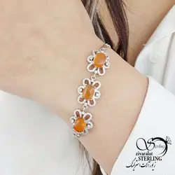 خرید و قیمت دستبند عقیق نقره ایتالیایی کد 14041 | خرید دستبند نقره925 با سنگ زمرد در فروشگاه زیورآلات استرلینگ