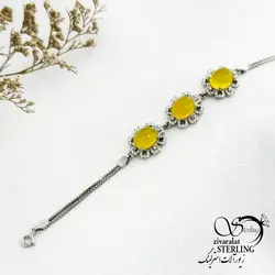 خرید و قیمت دستبند نقره شرف الشمس عیار925 کد 14040 | خرید دستبند نقره925 با سنگ زمرد در فروشگاه زیورآلات استرلینگ