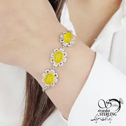 خرید و قیمت دستبند نقره شرف الشمس عیار925 کد 14040 | خرید دستبند نقره925 با سنگ زمرد در فروشگاه زیورآلات استرلینگ