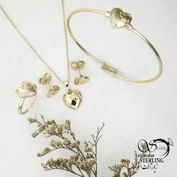 خرید و قیمت سرویس بچه گانه قلب مارک ژوپینگ کد 14031 | خرید سرویس مجلسی مشابه طلا در فروشگاه زیورآلات استرلینگ