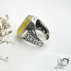 خرید و قیمت انگشتر عقیق زرد دست ساز رکاب شبکه استاد حمزه کد 14116 | خرید انگشتر عقیق با نقره ایتالیایی در فروشگاه زیورآلات استرلینگ