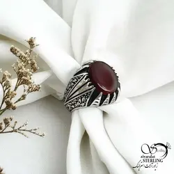 خرید و قیمت انگشتر نقره سنگ عقیق ساخت استاد حمزه کد 14119 | خرید انگشتر عقیق با نقره ایتالیایی در فروشگاه زیورآلات استرلینگ